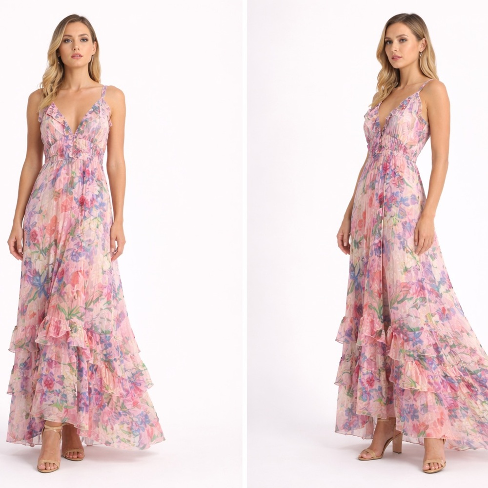 PatBO Pink and Purple Floral Maxi Dress